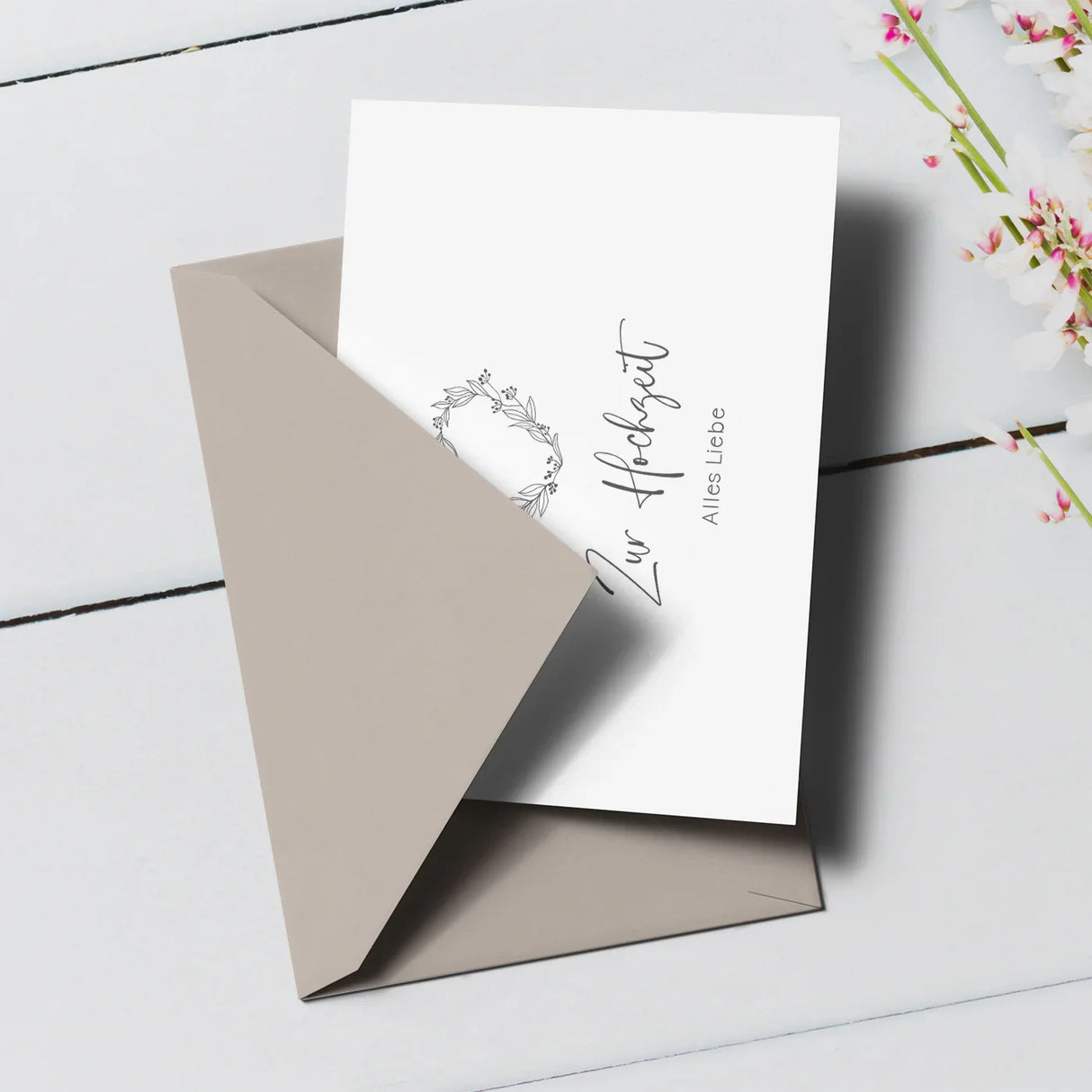 Zur Hochzeit alles Liebe - Klappkarte mit Umschlag