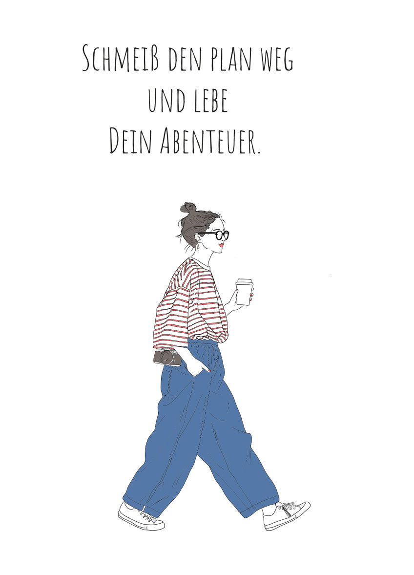 Schmeiß den Plan weg und lebe dein Abenteuer - Postkarte