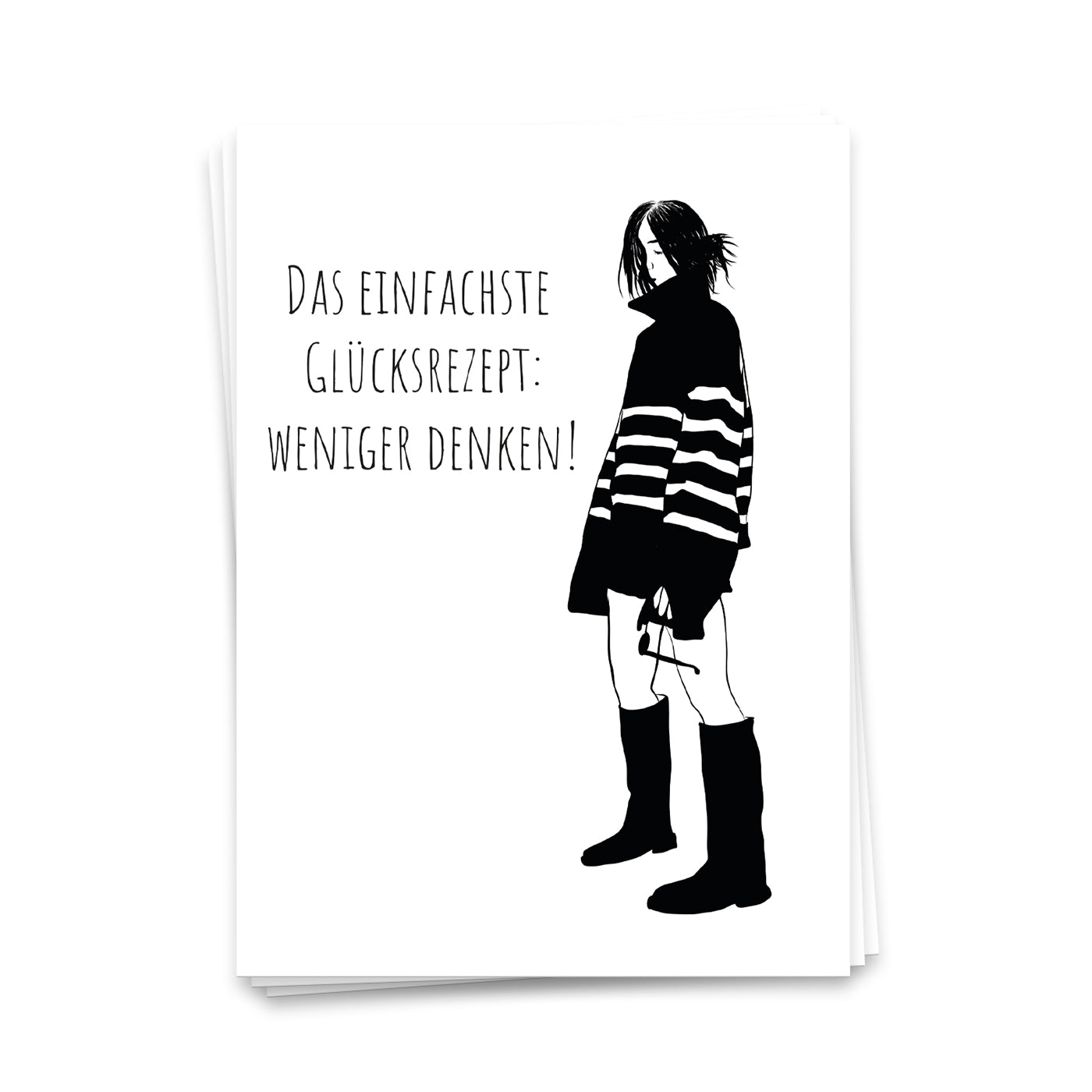 Das einfachste Glücksrezept: Weniger Nachdenken - Postkarte