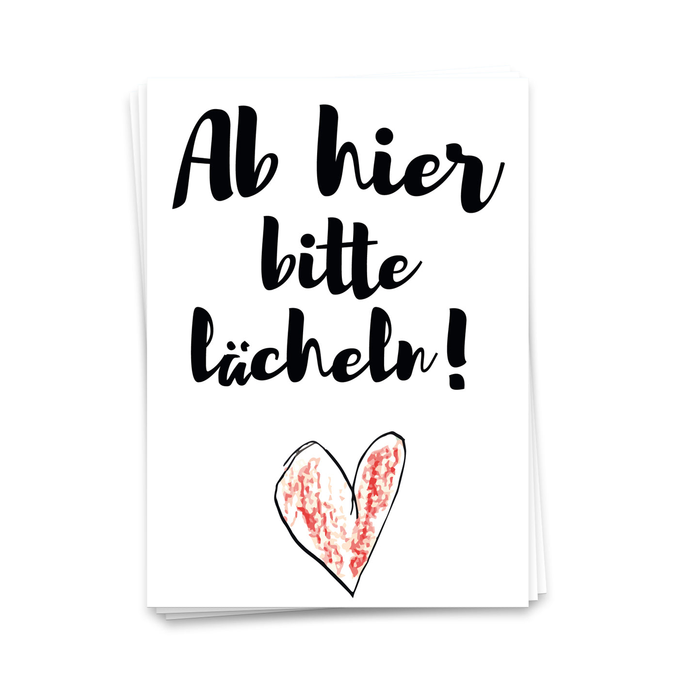 Ab hier bitte lächeln - Postkarte
