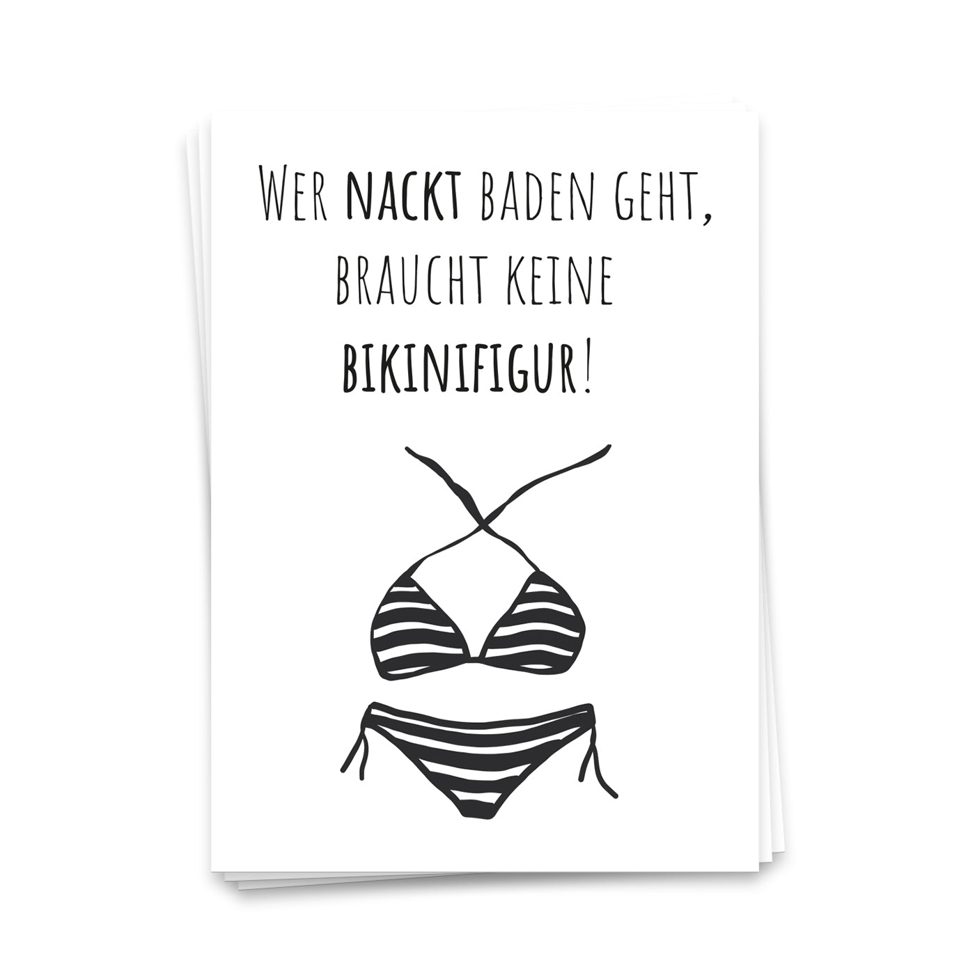Wer nackt baden geht, braucht keine Bikinifigur - Postkarte