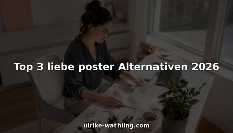 Eine Frau sitzt am Wohnzimmertisch und sortiert liebevoll selbstgestaltete Plakate mit Liebesbotschaften.
