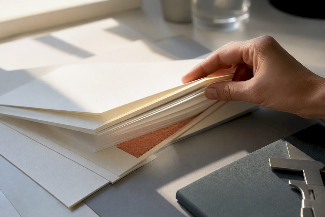 Papiermuster im Gegenlicht zur Qualitätskontrolle