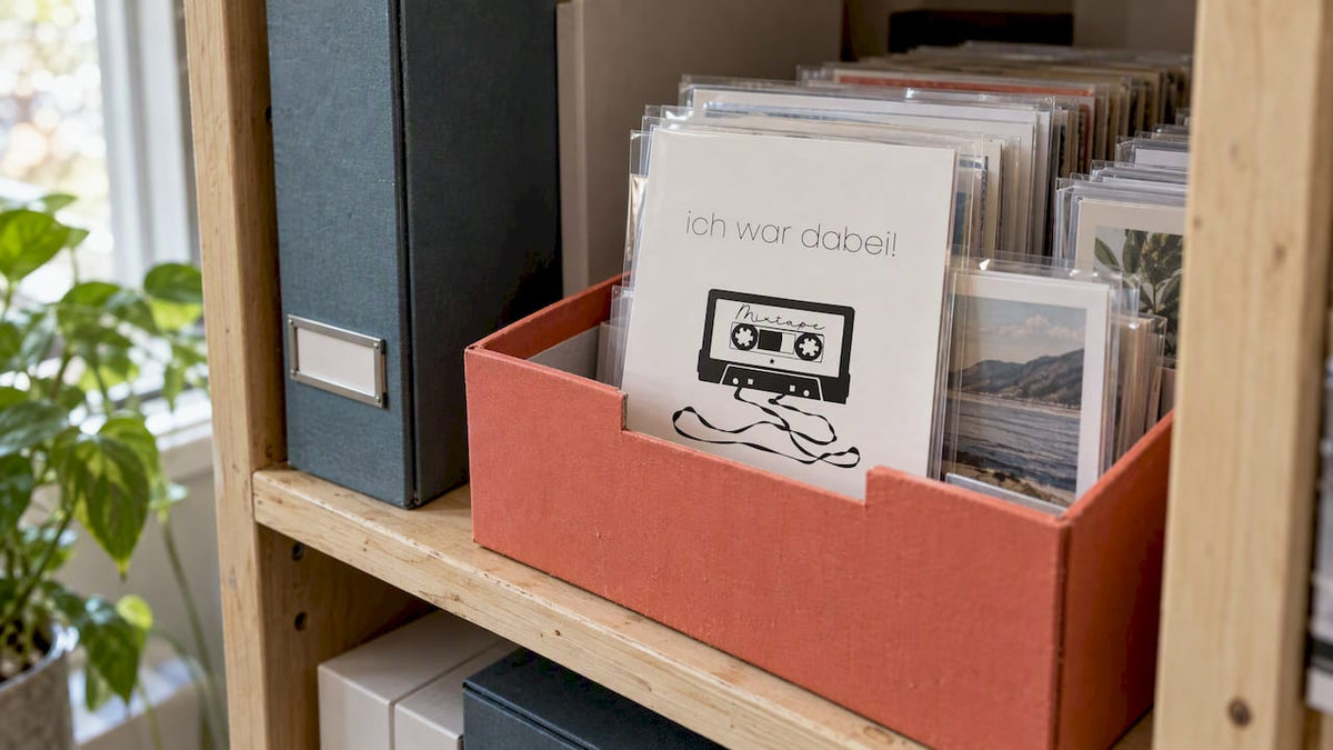 Mixtape-Postkarte in sicherer Archivbox