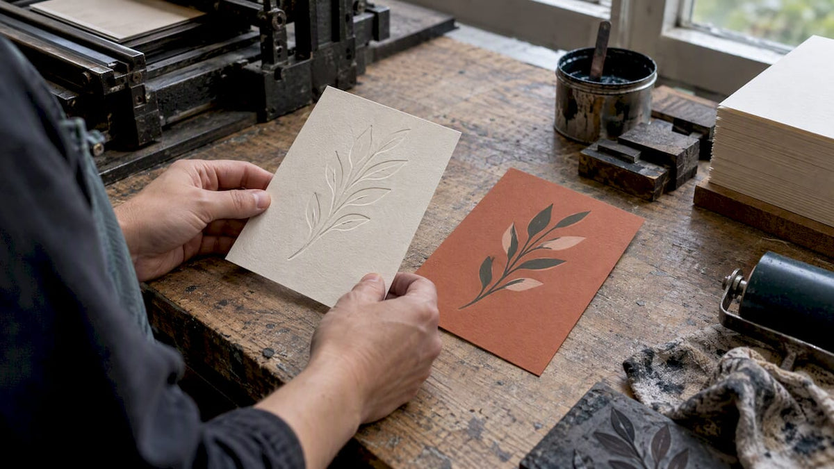 Letterpress-Prägung und Digitaldruck auf Karten