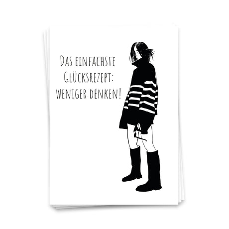 Das einfachste Glücksrezept: Weniger Nachdenken - Postkarte