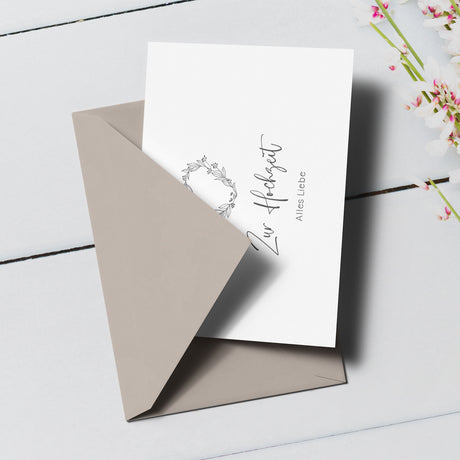 Zur Hochzeit alles Liebe - Klappkarte mit Umschlag