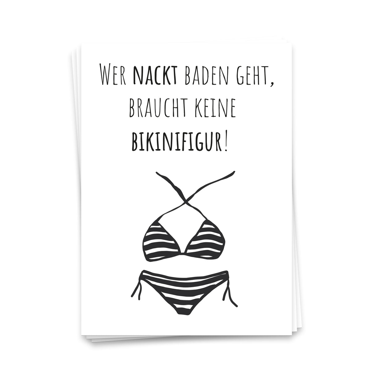 Wer nackt baden geht, braucht keine Bikinifigur - Postkarte