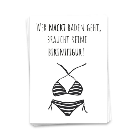 Wer nackt baden geht, braucht keine Bikinifigur - Postkarte