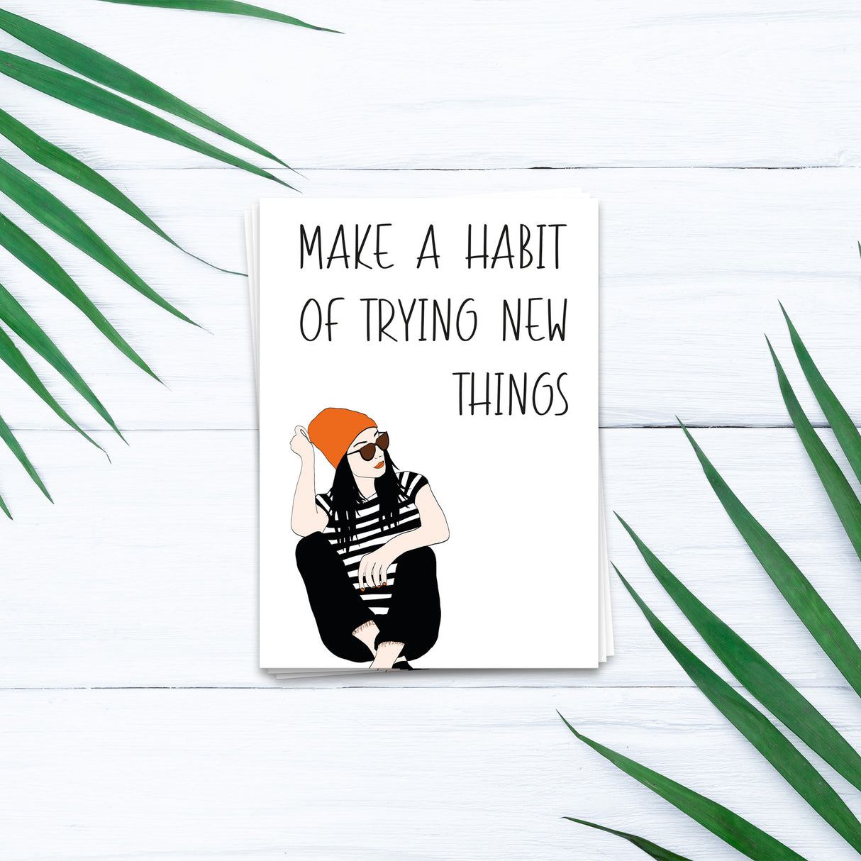 Make a habit of trying new things - Postkarte